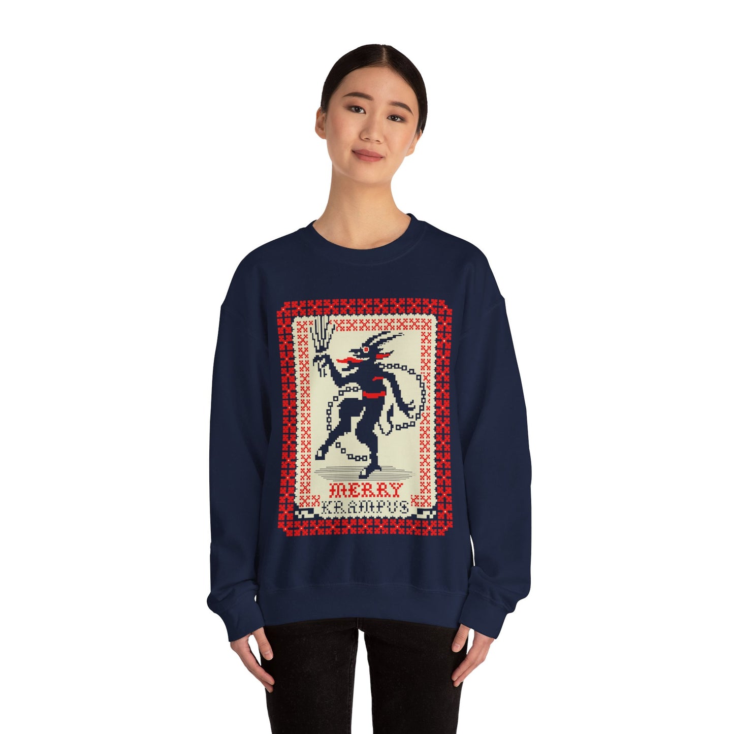 Merry Krampus | Ugly Christmas Sweater | Unisex | Heavy Blend | Crewneck | Sweatshirt | Horror | Scary Christmas | Gift