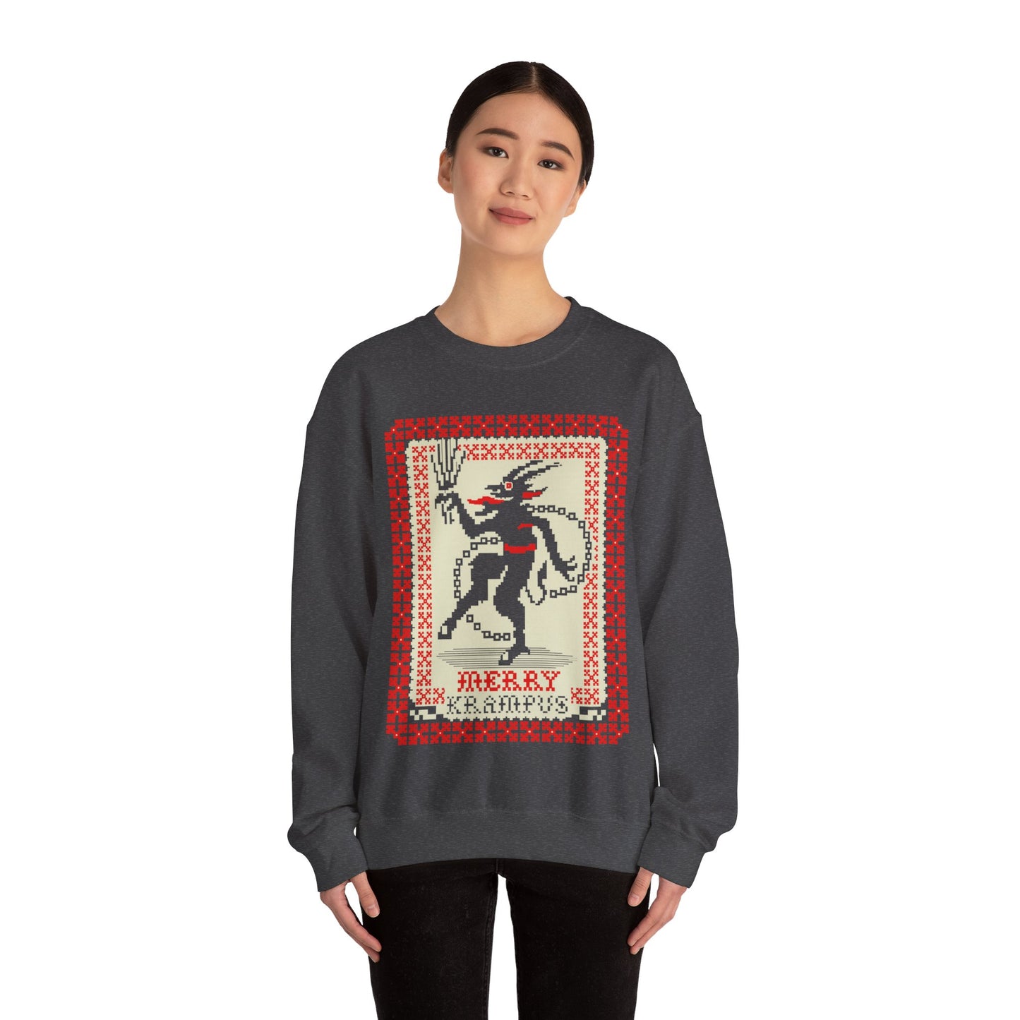 Merry Krampus | Ugly Christmas Sweater | Unisex | Heavy Blend | Crewneck | Sweatshirt | Horror | Scary Christmas | Gift