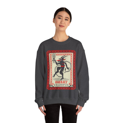 Merry Krampus | Ugly Christmas Sweater | Unisex | Heavy Blend | Crewneck | Sweatshirt | Horror | Scary Christmas | Gift