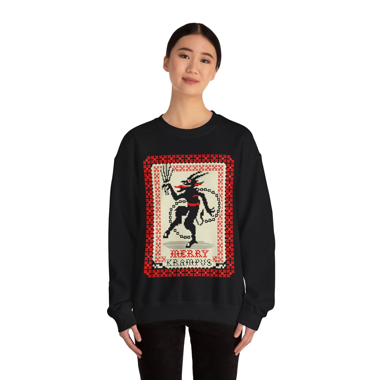 Merry Krampus | Ugly Christmas Sweater | Unisex | Heavy Blend | Crewneck | Sweatshirt | Horror | Scary Christmas | Gift