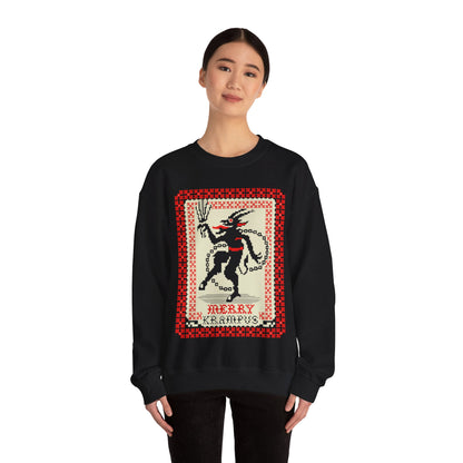 Merry Krampus | Ugly Christmas Sweater | Unisex | Heavy Blend | Crewneck | Sweatshirt | Horror | Scary Christmas | Gift