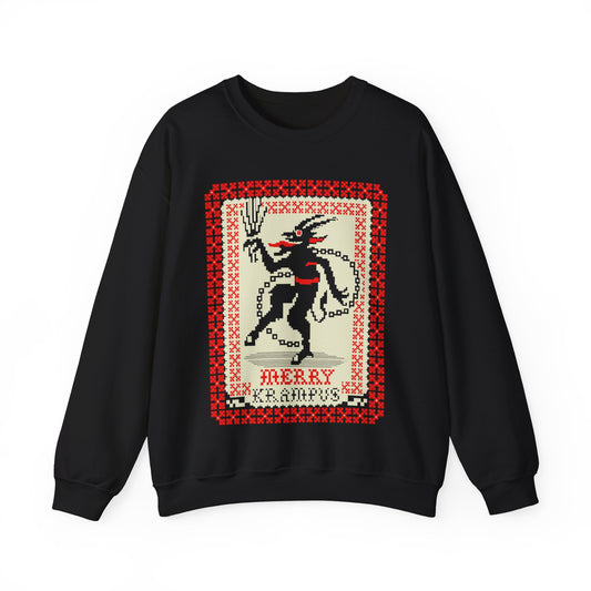 Merry Krampus | Ugly Christmas Sweater | Unisex | Heavy Blend | Crewneck | Sweatshirt | Horror | Scary Christmas | Gift