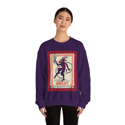 Merry Krampus | Ugly Christmas Sweater | Unisex | Heavy Blend | Crewneck | Sweatshirt | Horror | Scary Christmas | Gift