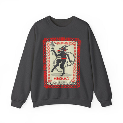 Merry Krampus | Ugly Christmas Sweater | Unisex | Heavy Blend | Crewneck | Sweatshirt | Horror | Scary Christmas | Gift