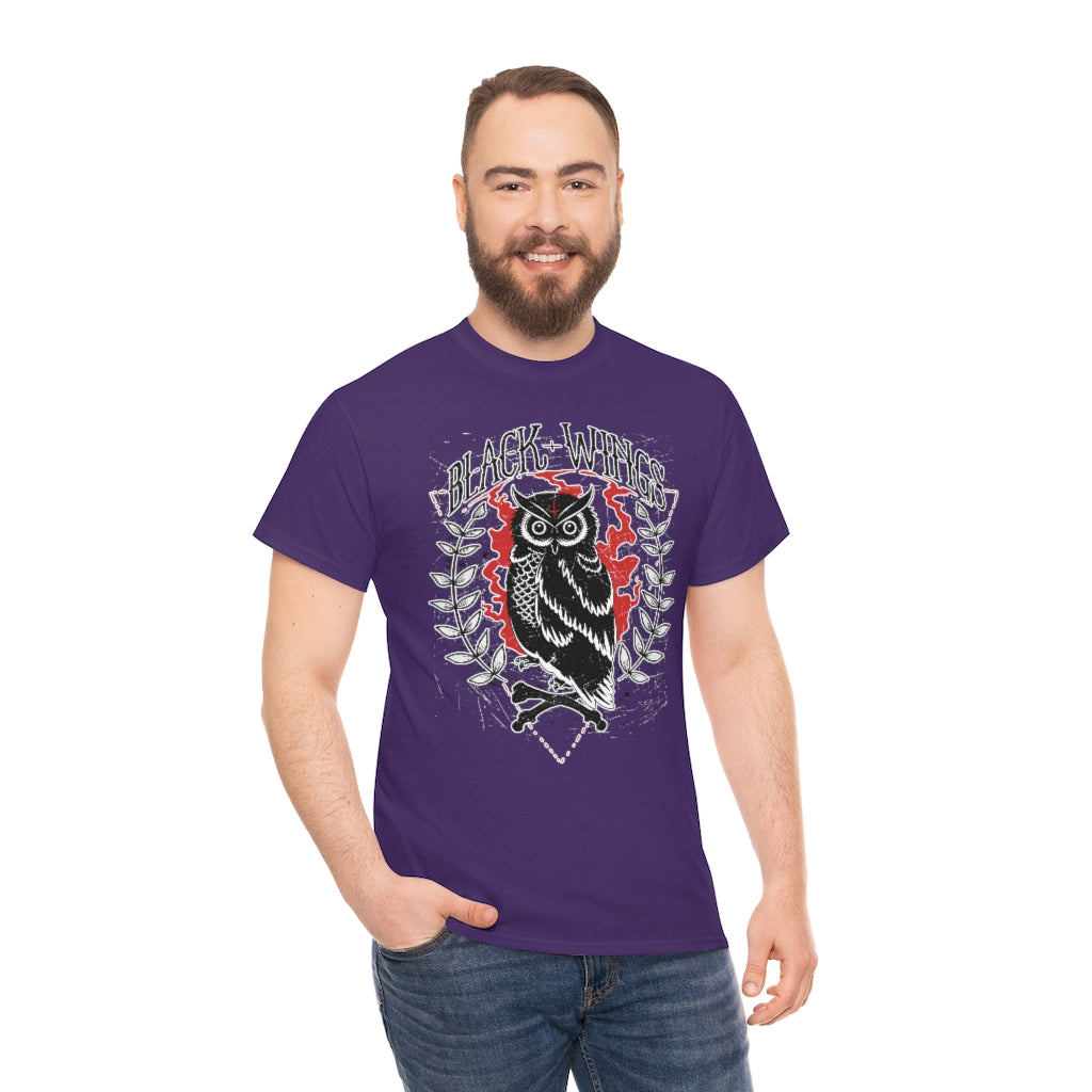 Black Wings | Owl | Unisex | Heavy Cotton | T-Shirt | Gothic | Nature