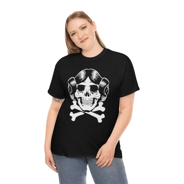 Space Princess Skull | Unisex | Heavy Cotton | T-Shirt | Sci fi | Leia | Skull & Bones