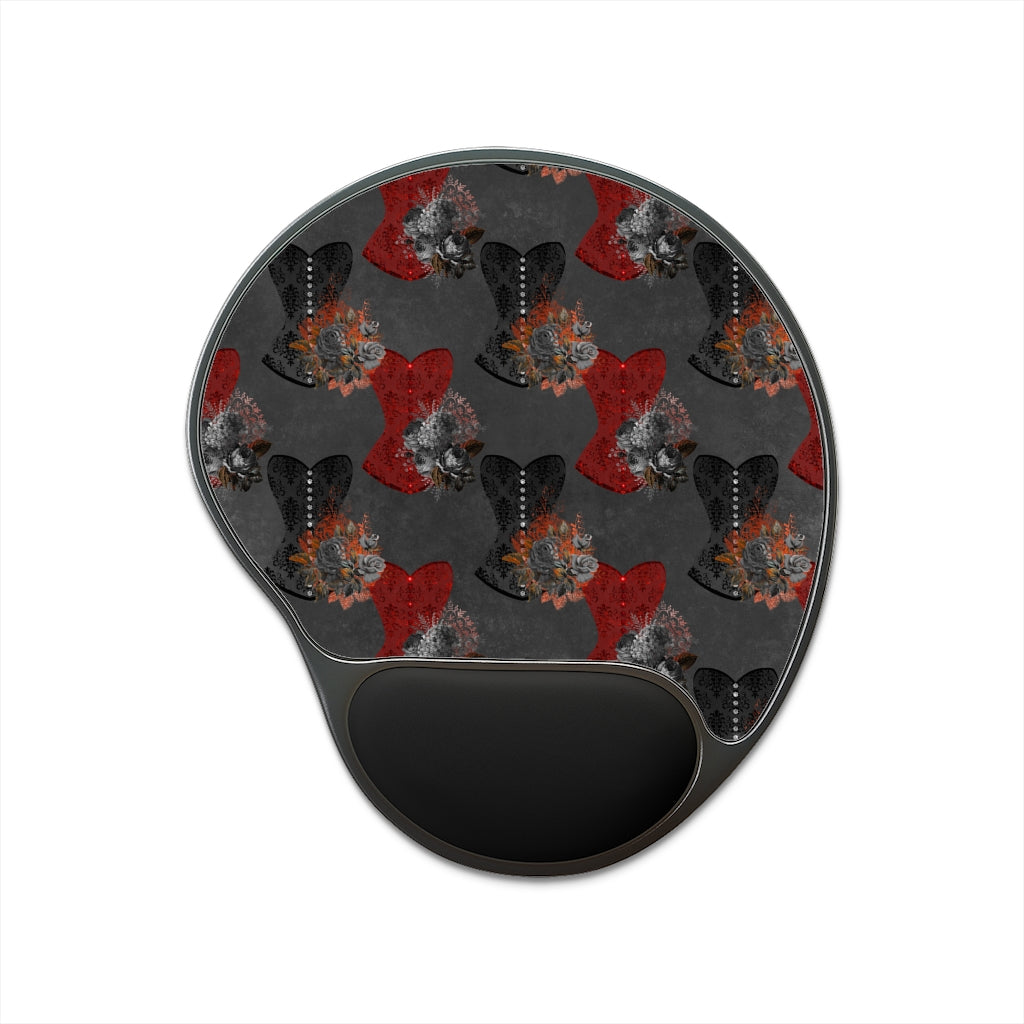 Black & Red Floral | Corsets Pattern | Mouse Pad With Wrist Rest | Victorian | Gothic