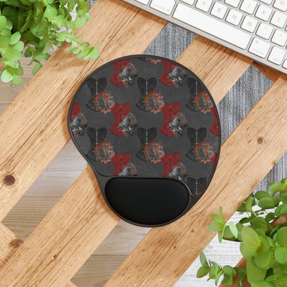 Black & Red Floral | Corsets Pattern | Mouse Pad With Wrist Rest | Victorian | Gothic