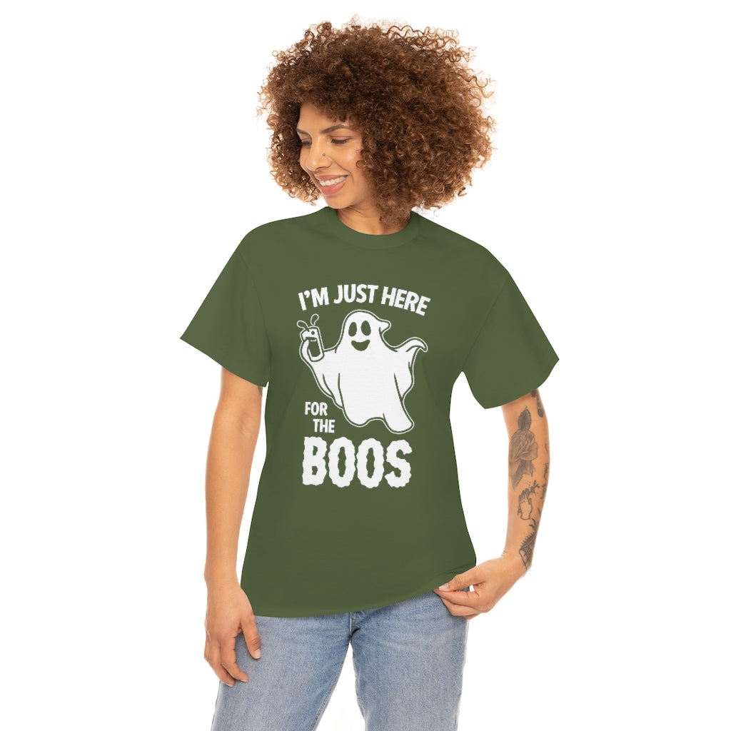 Just Here For The Boos | Unisex | Heavy Cotton | T-Shirt | Ghost | Funny | Halloween | Wordplay