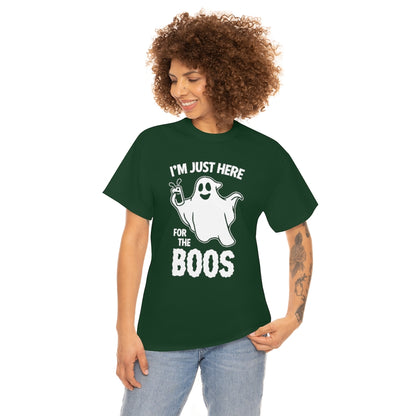 Just Here For The Boos | Unisex | Heavy Cotton | T-Shirt | Ghost | Funny | Halloween | Wordplay