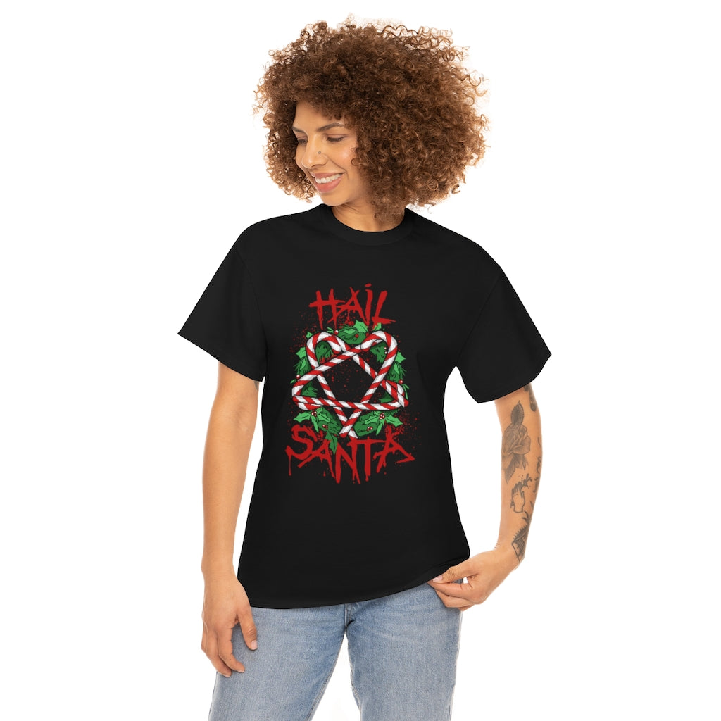 Hail Santa | Unisex | Heavy Cotton | T-Shirt | Funny | Christmas | Occult | Pentagram