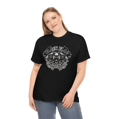 Black Flag Industries | Unisex | Heavy Cotton | T-Shirt | Biker | Skulls | Gothic