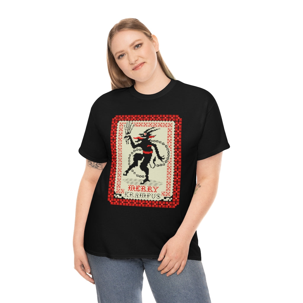 Merry Krampus | Ugly Christmas Sweater | Unisex | Heavy Cotton | T-Shirt | Horror | Scary | Occult