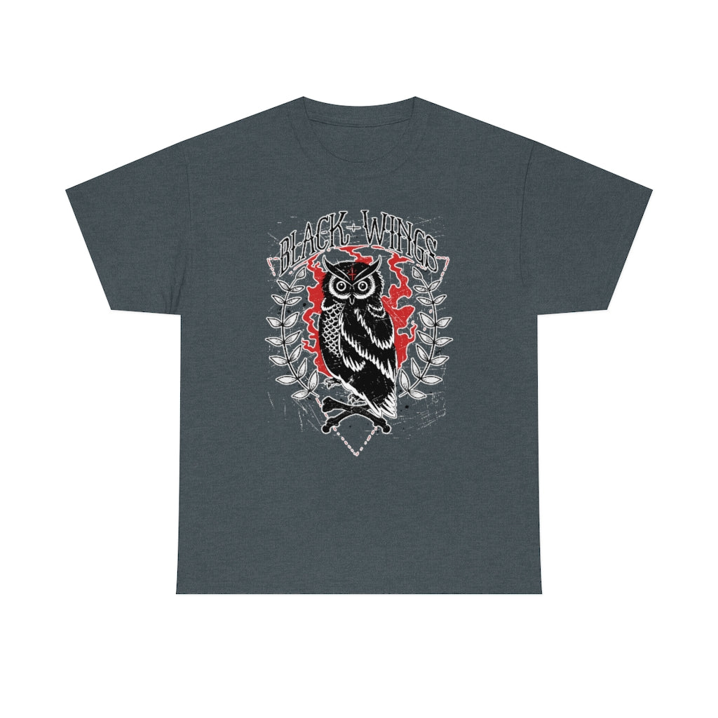 Black Wings | Owl | Unisex | Heavy Cotton | T-Shirt | Gothic | Nature