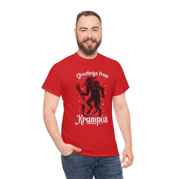 Greetings From Krampus | Unisex | Heavy Cotton | T-Shirt | Christmas | Scary | Monster