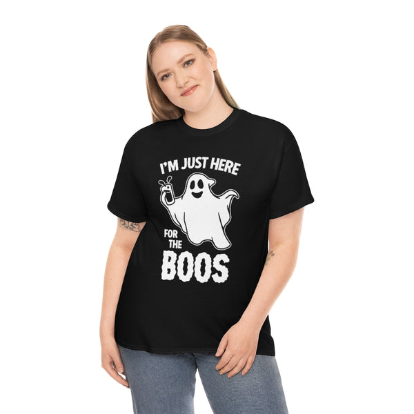 Just Here For The Boos | Unisex | Heavy Cotton | T-Shirt | Ghost | Funny | Halloween | Wordplay