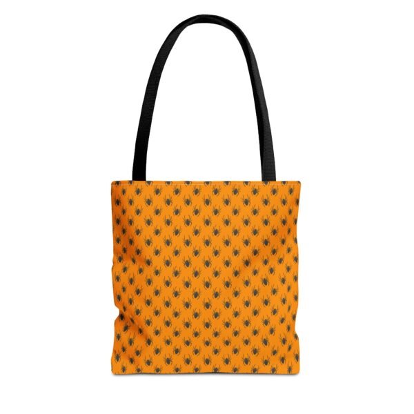 Black Spiders on Orange Tote Bag – Creepy & Bold