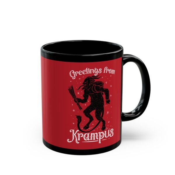 Greetings From Krampus Black Mug – Sip with a Side of Sinister Cheer